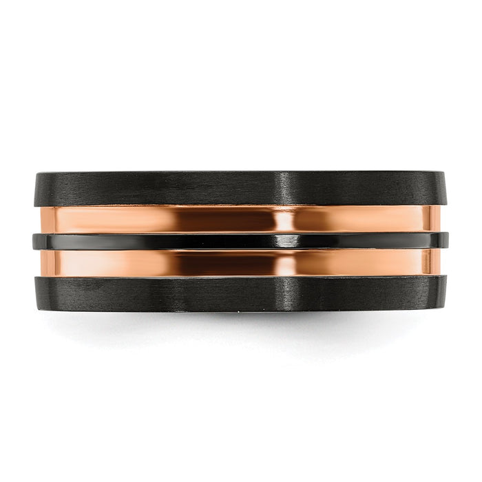 Buy Exclusive 8.00mm Black Zirconium Band with Rose IP Finish | Luxury Style-3