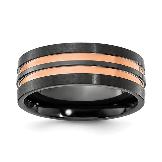 Buy Exclusive 8.00mm Black Zirconium Band | Stylish Brushed Rose IP Finish