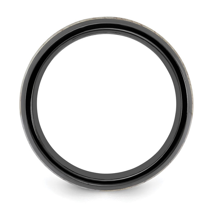 Exclusive 8mm Polished Black Zirconium Chisel Band with White Antler Inlay-2
