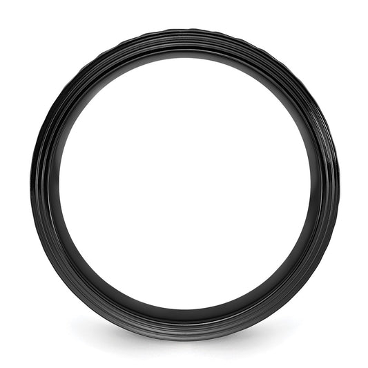 Exclusive 8mm Grooved Black Zirconium Band - Stylish & Affordable Price