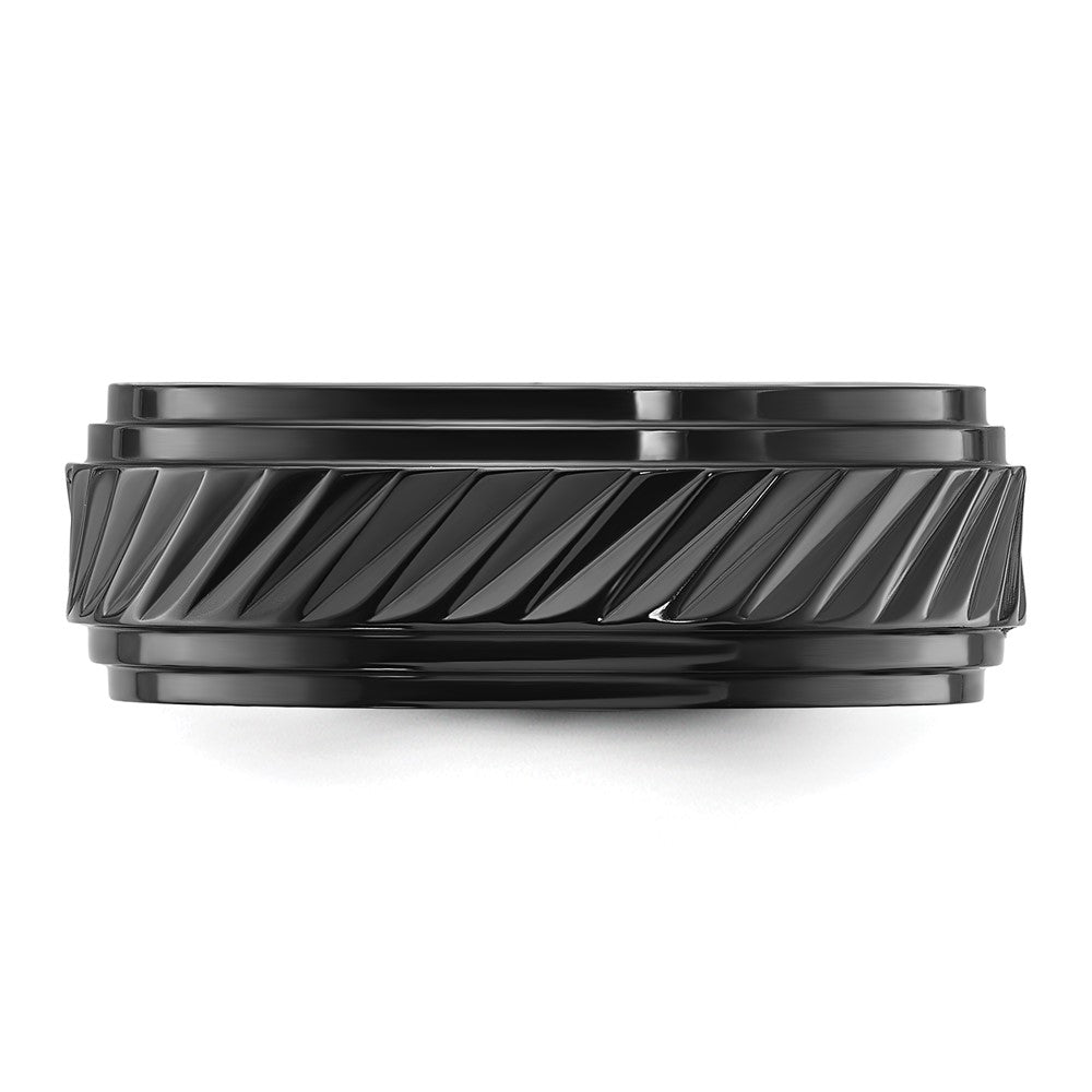 High-Quality Polished Black Zirconium 8mm Grooved Chisel Band - Stylish Value