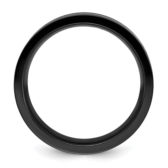 High-Quality 8mm Black Zirconium Chisel Band with Black Star Sandstone Inlay-2